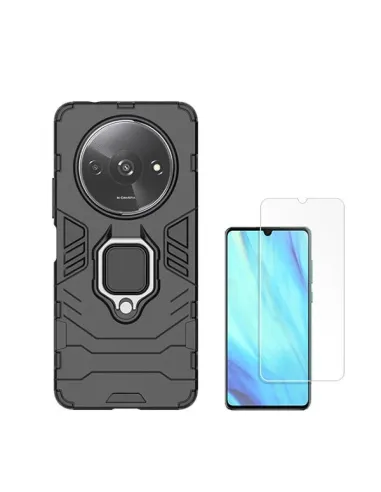 Kit Vidro Temperado ClearGlass + Capa Military  para Xiaomi Redmi A3 - Preto