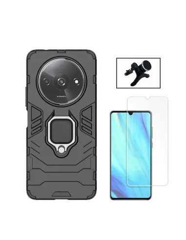 Kit Vidro Temperado ClearGlass + Capa Military + Suporte Magnético Reforçado  para Xiaomi Redmi A3 - Preto