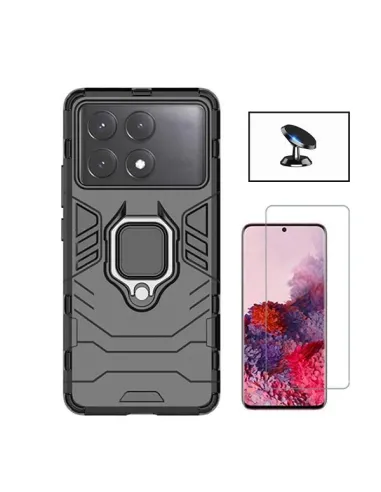 Kit Vidro Temperado ClearGlass + Capa Military + Suporte Magnético para Xiaomi Poco X6 Pro - Preto