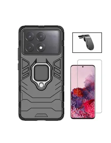 Kit Vidro Temperado ClearGlass + Capa Military + Suporte Magnético L  para Xiaomi Poco X6 Pro - Preto