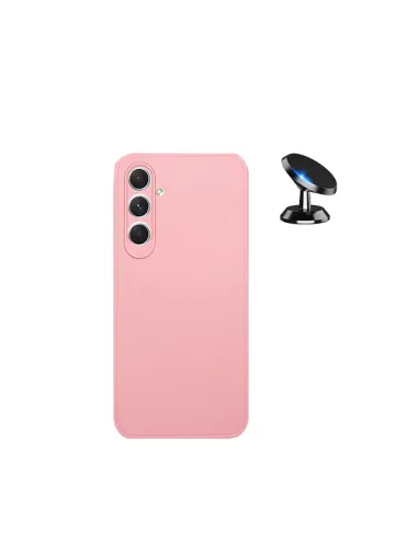 Kit Suporte Magnético + Capa Silicone Líquido  para Samsung Galaxy M15 - Rosa