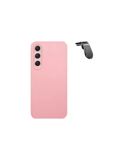 Kit Suporte Magnético L + Capa Silicone Líquido  para Samsung Galaxy M15 - Rosa