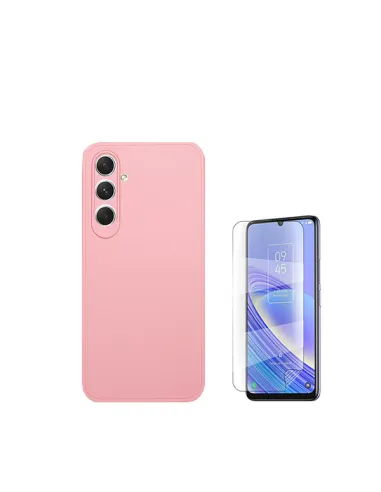 Kit Película Hydrogel Frente + Capa Silicone Líquido  para Samsung Galaxy M15 - Rosa