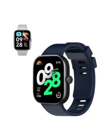 Kit Bracelete Smoothsilicone + Película de Hydrogel  Para Xiaomi Redmi Watch 4 - Azul Escuro