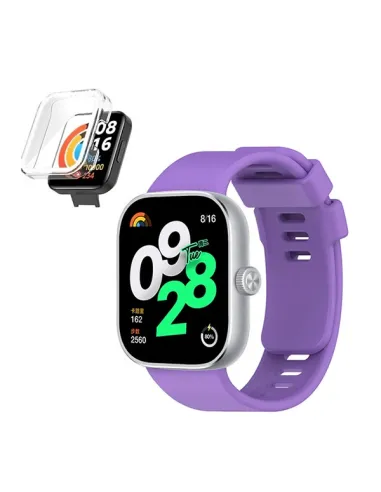 Kit Capa Anti-Impacto + Bracelete Smoothsilicone  Para Xiaomi Redmi Watch 4 - Roxo