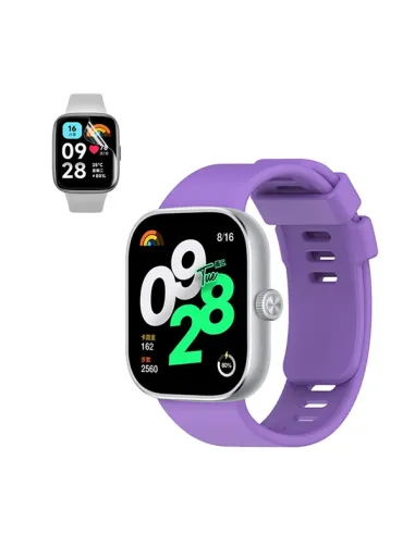 Kit Bracelete Smoothsilicone + Película de Hydrogel  Para Xiaomi Redmi Watch 4 - Roxo