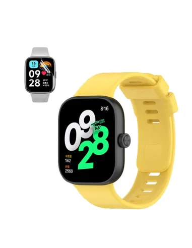 Kit Bracelete Smoothsilicone + Película de Hydrogel  Para Xiaomi Redmi Watch 4 - Amarelo