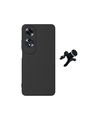 Kit Suporte Magnético Reforçado + Capa Silicone Líquido  Para Oppo A60 - Preto