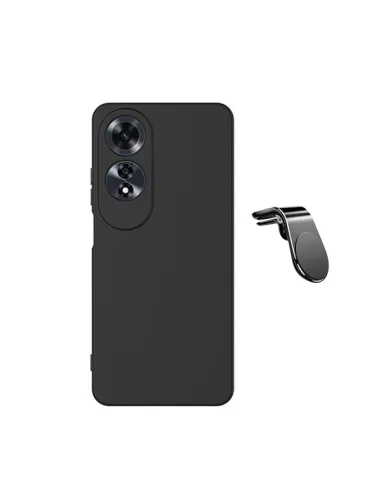 Kit Suporte Magnético L + Capa Silicone Líquido  Para Oppo A60 - Preto