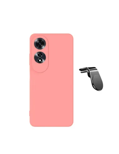 Kit Suporte Magnético L + Capa Silicone Líquido  Para Oppo A60 - Rosa