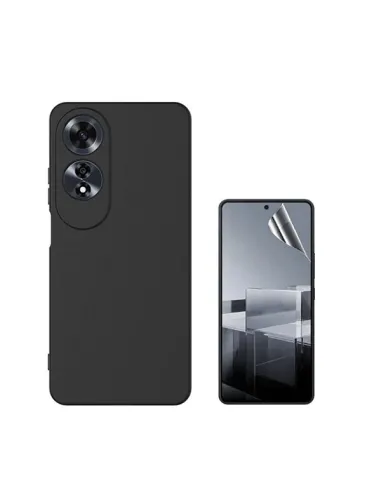 Kit Película Hydrogel Frente + Capa Silicone Líquido  Para Oppo A60 - Preto