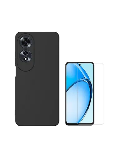 Kit Vidro Temperado Clearglass + Capa Silicone Líquido  Para Oppo A60 - Preto