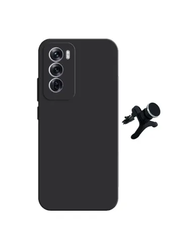 Kit Suporte Magnético Reforçado + Capa Silicone Líquido  Para Oppo Reno12 - Preto