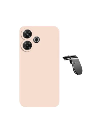 Kit Suporte Magnético L + Capa Silicone Líquido  Para Xiaomi Redmi 13 - Rosa