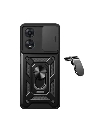 Kit Suporte Magnético L + Capa Magnetic Slide Window  Para Oppo A60 - Preto