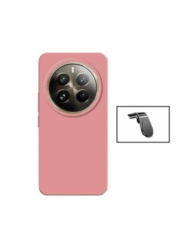 Kit Suporte Magnético L Safe Driving Carro + Capa Silicone Líquido Phonecare para Realme 12 Pro 5G - Rosa