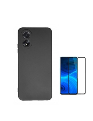 Kit Película de Vidro Temperado 5D Full Cover + Capa Silicone Líquido Phonecare para Oppo A18 - Preto