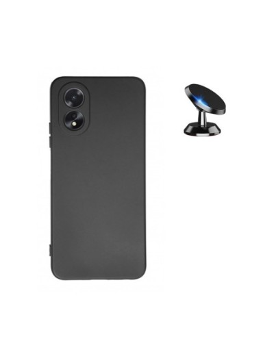 Kit Suporte Magnético de Carro + Capa Silicone Líquido Phonecare para Oppo A18 - Preto