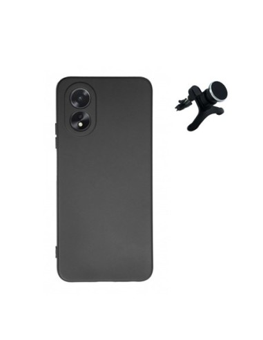 Kit Suporte Magnético Reforçado de Carro + Capa Silicone Líquido Phonecare para Oppo A18 - Preto