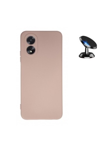 Kit Suporte Magnético de Carro + Capa Silicone Líquido Phonecare para Oppo A18 - Rosa