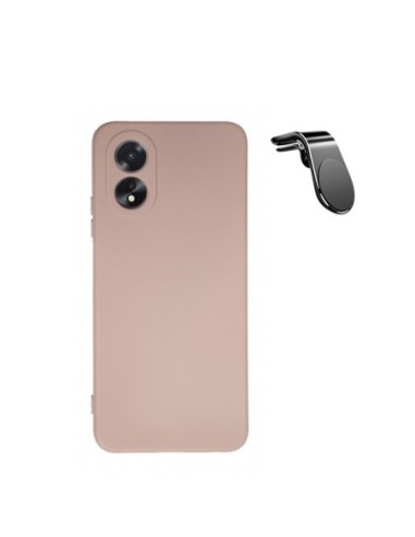 Kit Suporte Magnético L Safe Driving Carro + Capa Silicone Líquido Phonecare para Oppo A18 - Rosa