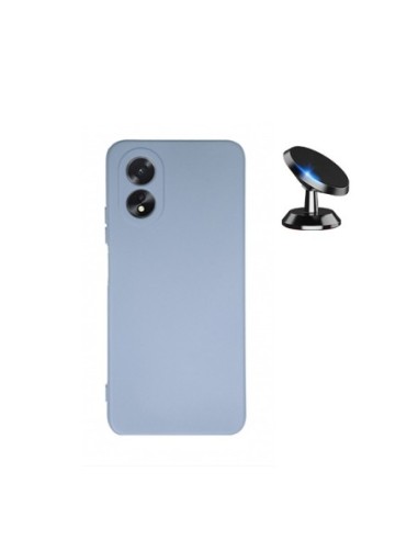 Kit Suporte Magnético de Carro + Capa Silicone Líquido Phonecare para Oppo A18 - Azul Claro