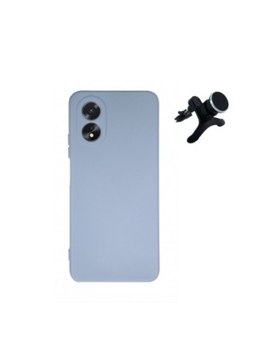 Kit Suporte Magnético Reforçado de Carro + Capa Silicone Líquido Phonecare para Oppo A18 - Azul Claro