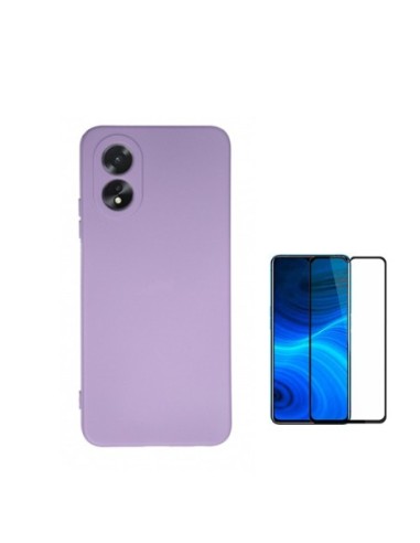 Kit Película de Vidro Temperado 5D Full Cover + Capa Silicone Líquido Phonecare para Oppo A18 - Roxo