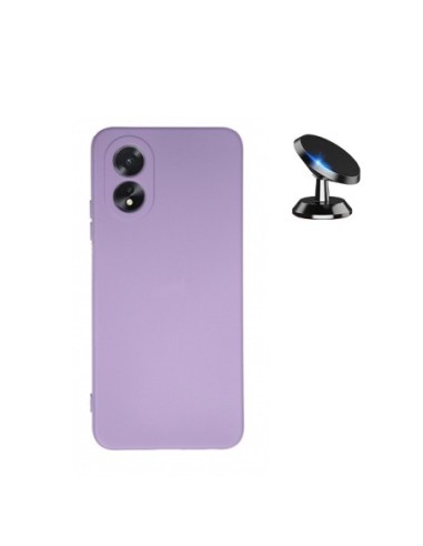 Kit Suporte Magnético de Carro + Capa Silicone Líquido Phonecare para Oppo A18 - Roxo