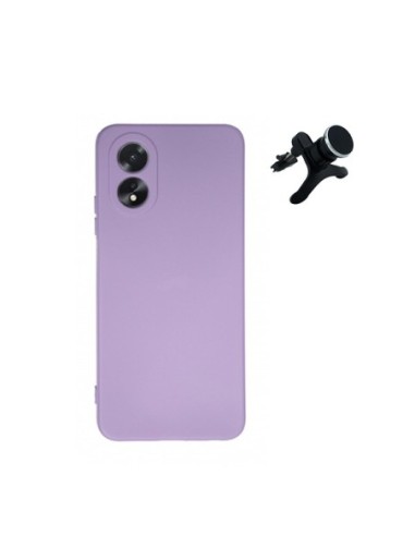 Kit Suporte Magnético Reforçado de Carro + Capa Silicone Líquido Phonecare para Oppo A18 - Roxo