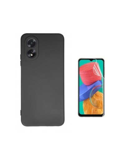 Kit Película Hydrogel Full Cover Frente + Capa Silicone Líquido Phonecare para Oppo A18 - Preto