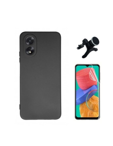 Kit Película Hydrogel Full Cover Frente + Capa Silicone Líquido + Suporte  Reforçado Phonecare para Oppo A18 - Preto