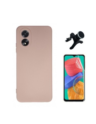 Kit Película Hydrogel Full Cover Frente + Capa Silicone Líquido + Suporte  Reforçado Phonecare para Oppo A18 - Rosa