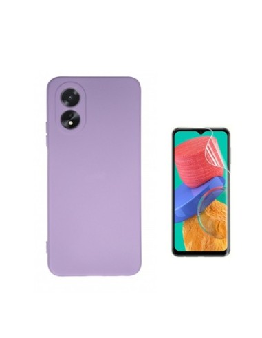 Kit Película Hydrogel Full Cover Frente + Capa Silicone Líquido Phonecare para Oppo A18 - Roxo