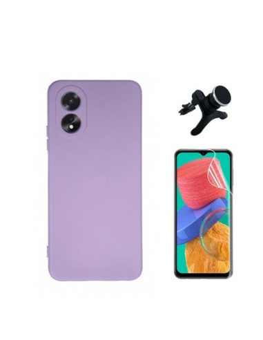 Kit Película Hydrogel Full Cover Frente + Capa Silicone Líquido + Suporte Reforçado Phonecare para Oppo A18 - Roxo