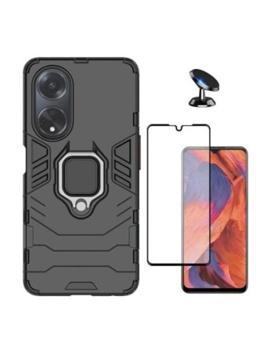 Kit Película de Vidro Temperado 5D Full Cover + Capa 3X1 Military Defender + Suporte  de Carro Phonecare para Oppo A18 - Preto