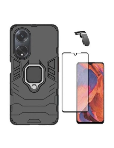 Kit Película de Vidro Temperado 5D Full Cover + Capa 3X1 Military Defender + Suporte L Phonecare para Oppo A18 - Preto