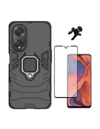 Kit Película de Vidro Temperado 5D Full Cover + Capa 3X1 Military Defender + Suporte Reforçado Phonecare para Oppo A18 - Preto