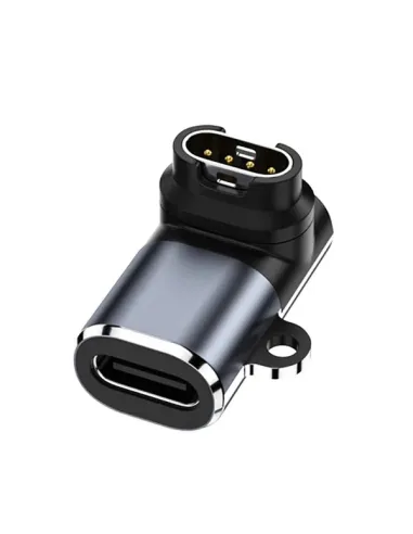 Adaptador de Carga Type-C(F) to Garmin(M) moveteck Para Garmin Fênix 5 / 5 Plus / 5S / 5S Plus / 5X / 5X Plus - Cinza