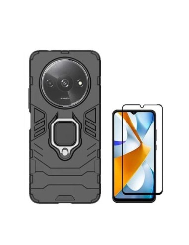 Kit Película de Vidro Temperado 5D Full Cover + Capa 3X1 Military Defender Phonecare para Xiaomi Redmi A3 - Preto