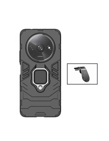 Kit Suporte Magnético L Safe Driving Carro + Capa 3X1 Military Defender Phonecare para Xiaomi Redmi A3 - Preto