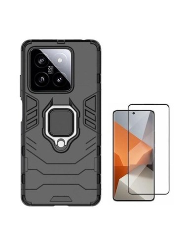 Kit Película de Vidro Temperado 5D Full Cover + Capa 3X1 Military Defender Phonecare para Xiaomi 14 - Preto