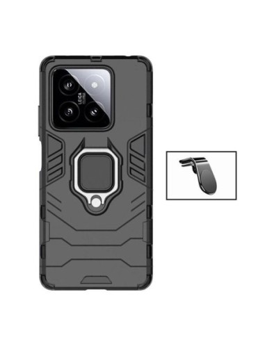 Kit Suporte Magnético L Safe Driving Carro + Capa 3X1 Military Defender Phonecare para Xiaomi 14 - Preto