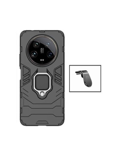 Kit Suporte Magnético L Safe Driving Carro + Capa 3X1 Military Defender Phonecare para Xiaomi 14 Ultra - Preto