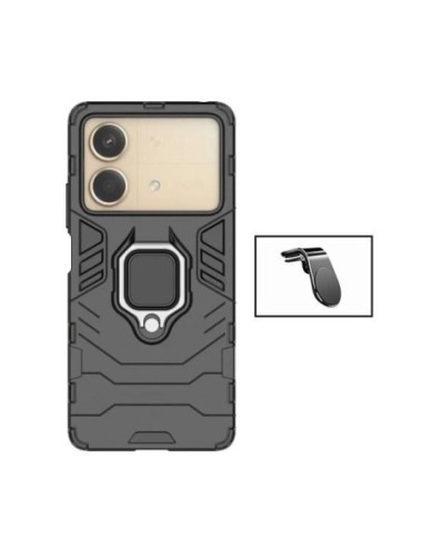 Kit Suporte Magnético L Safe Driving Carro + Capa 3X1 Military Defender Phonecare para Xiaomi Poco X6 Neo - Preto