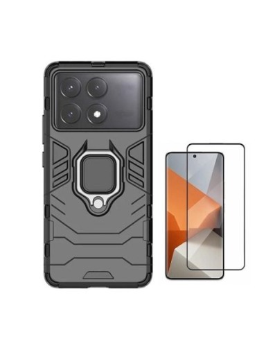 Kit Película de Vidro Temperado 5D Full Cover + Capa 3X1 Military Defender Phonecare para Xiaomi Poco X6 Pro - Preto