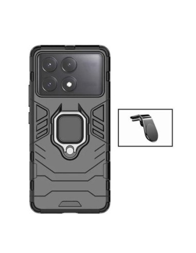 Kit Suporte Magnético L Safe Driving Carro + Capa 3X1 Military Defender Phonecare para Xiaomi Poco X6 Pro - Preto