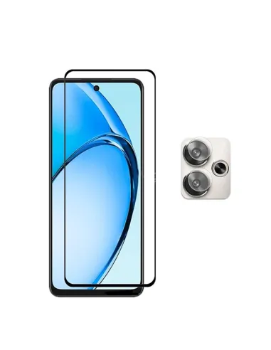 Kit Película de Camara Traseira + Vidro Temperado Full Cover Premium  Para Xiaomi Poco M6 4G - Transparente/Preto