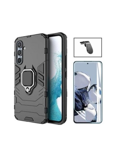 Kit Película Hydrogel Full Cover Frente + Capa 3X1 Military Defender + Suporte L Phonecare para Samsung Galaxy S24 5G - Preto