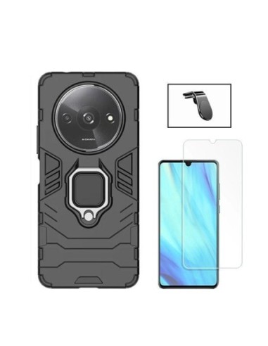 Kit Vidro Temperado ClearGlass + Capa 3X1 Military Defender + Suporte L para Xiaomi Redmi A3 - Preto